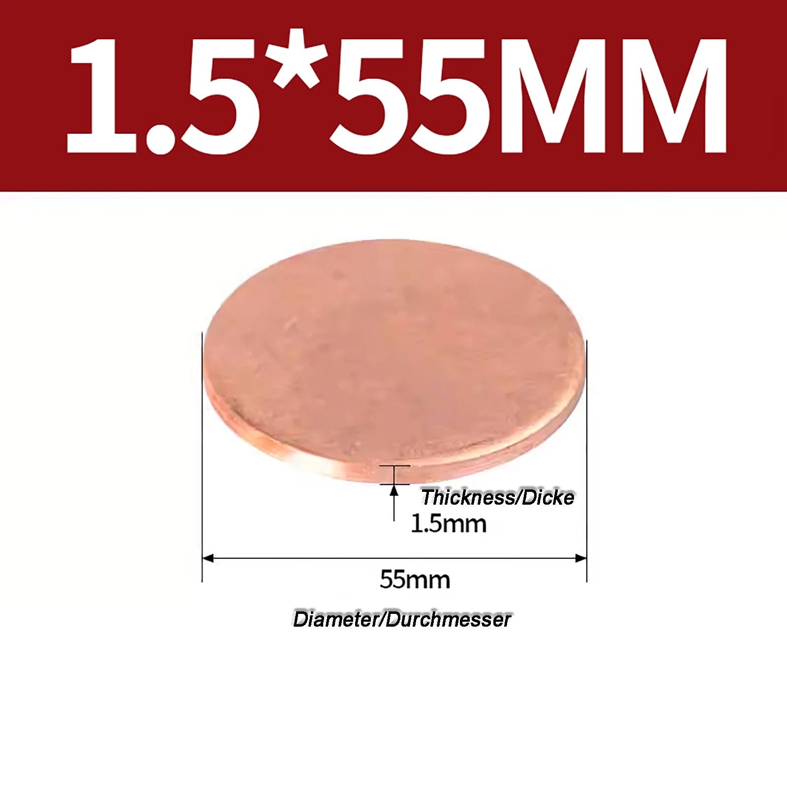 Solid Pure Copper Discs Blanks Round Plate Metal Sheet Thick 0.3~6mm Ø10mm~150mm