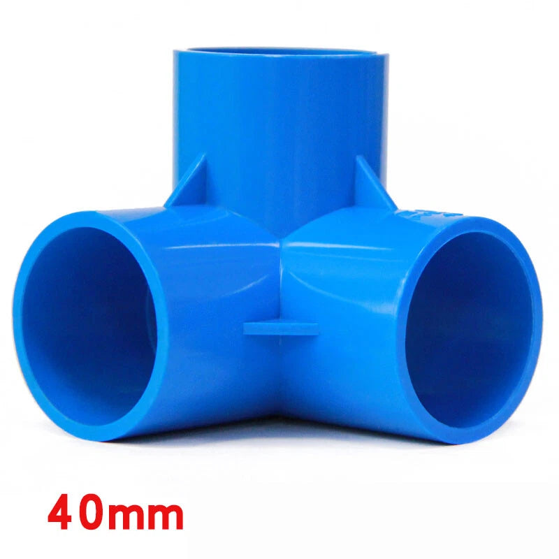 PVC 3-Way Blue Equal Connector Socket Pressure Pipe Fittings 20 25 32 40 50mm