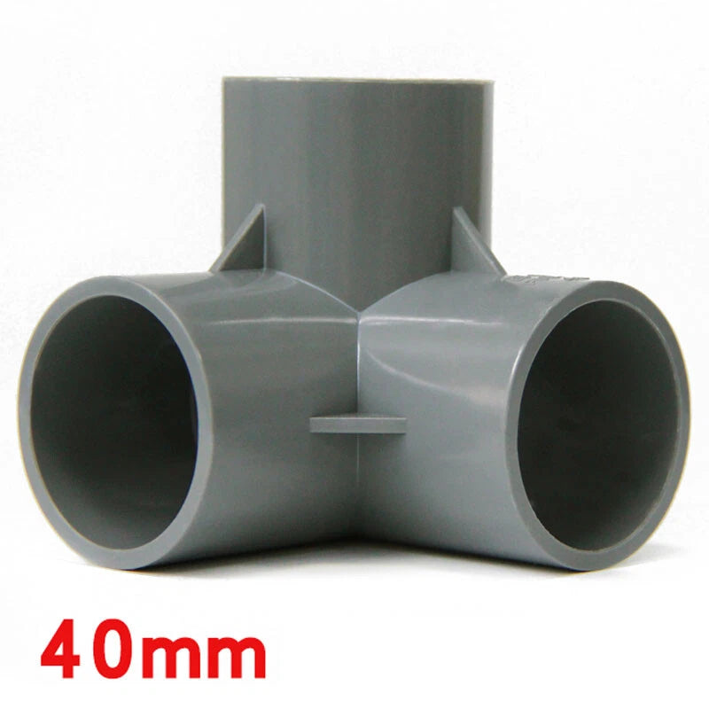 PVC 3-Way Grey Equal Connector Socket 20 25 32 40 50mm Pressure Pipe Fittings