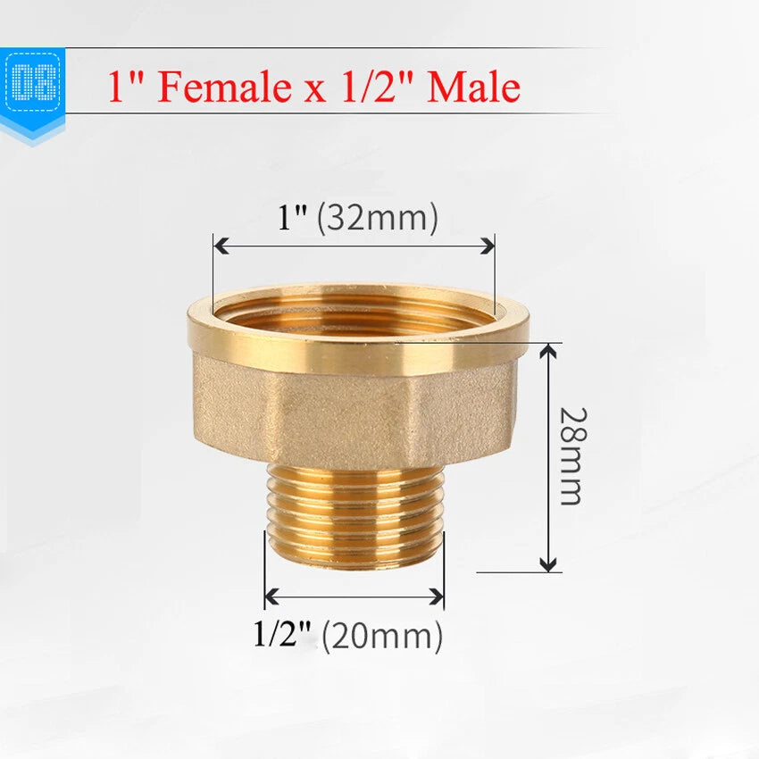 Brass NPT Pipe Fitting Adapter – Male Female Thread Coupler 1/2" 3/4" 1"