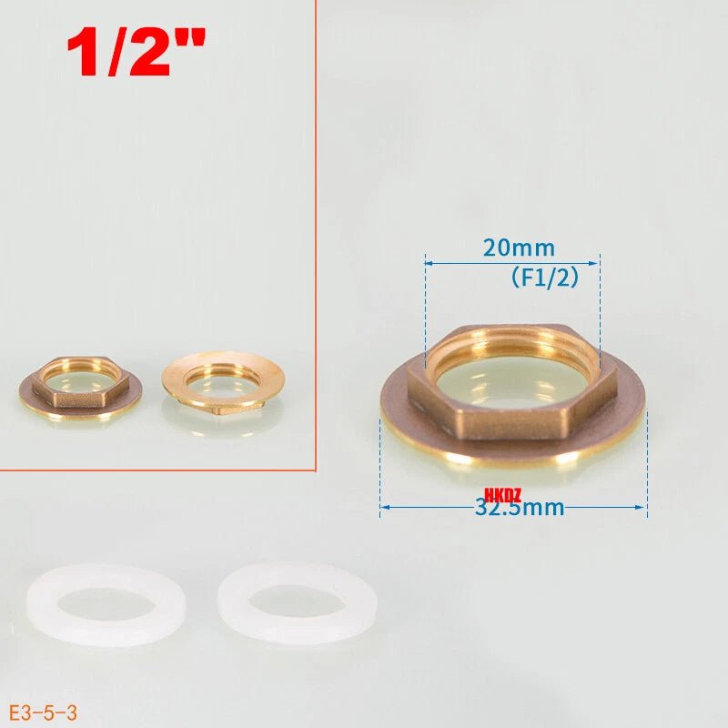 1 2" 3 4" 1" BSP Brass Hex Lock Nuts Flange Pipe Fittings Tank Thread Connection