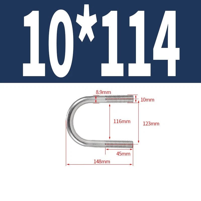 M10 Round Bend U - Bolts — A2 Stainless Steel, 12 Lengths Available - HomeDIYer