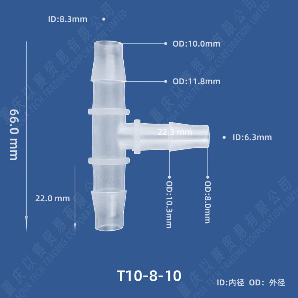 T-Type Barbed Hose Fitting — 3-Way Plastic Tee Connector for Tubing & Irrigation