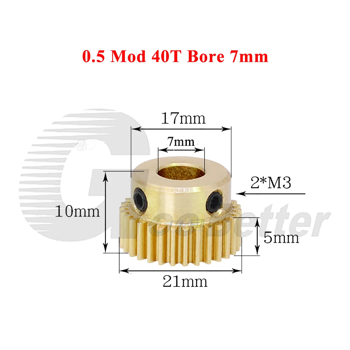 0.5 Mod Brass Spur Gear 40 Teeth Bore 4~12mm Motor Gear Transmission Pinion Gear