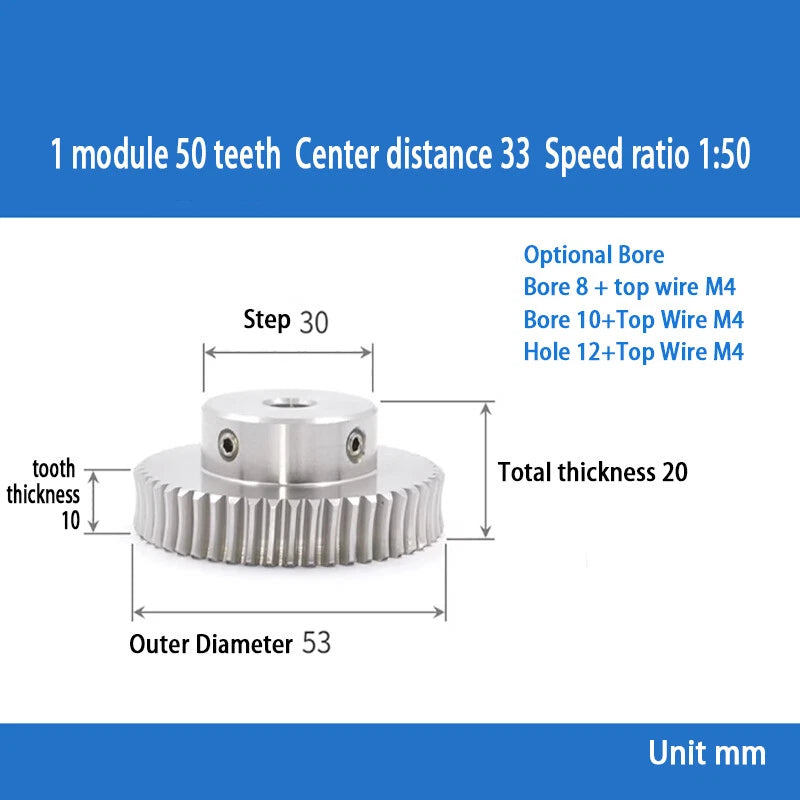 1 Module 15T to 60T Gear Stainless Steels Worm Wheel Gear & Worm Gear Shaft