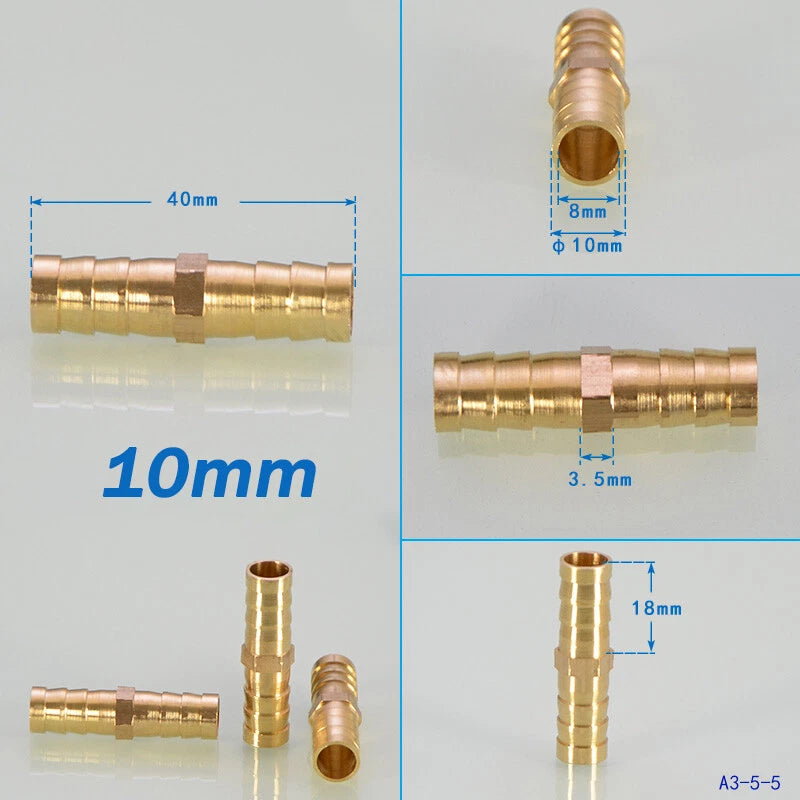 Brass Hose Joiner Straight Barb Splicer Connector Air Fuel Water Pipe Fittings