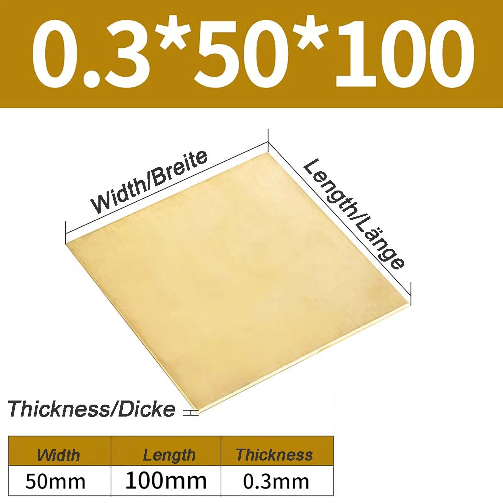 Natural Brass Sheet Metal guillotine cut - 0.3mm - 3.0mm - Multiple Sizes