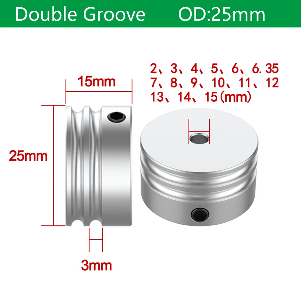 U Grooved Pulley PU Round Belt Pulleys Aluminum Groove Width 3mm OD 15-30mm