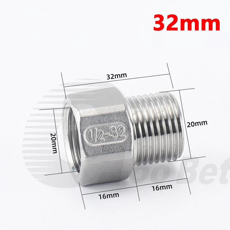 1/2" BSP Male to Female Extension Adapter — 304 Stainless Steel Pipe Fitting