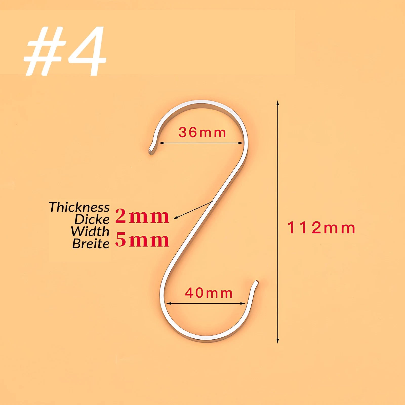 Stainless Steel Flat S Hooks Kitchen Meat Pan Utensil Clothes Hanger Hanging