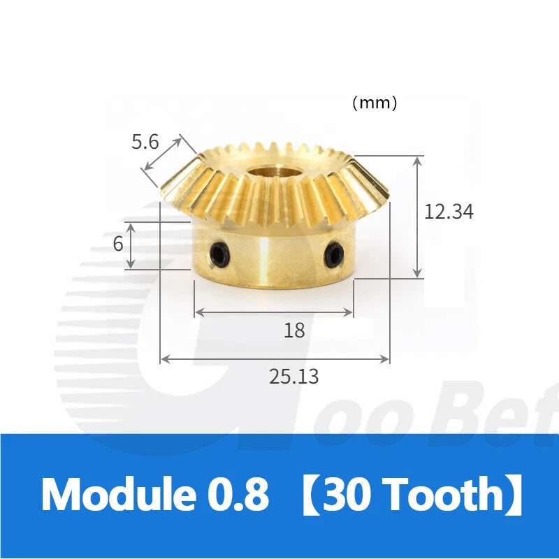 Mod 0.5/0.8/1/1.5 Bevel Gear Set Brass 1:1 Pairing 15/20/25/30 Tooth Miter Gear