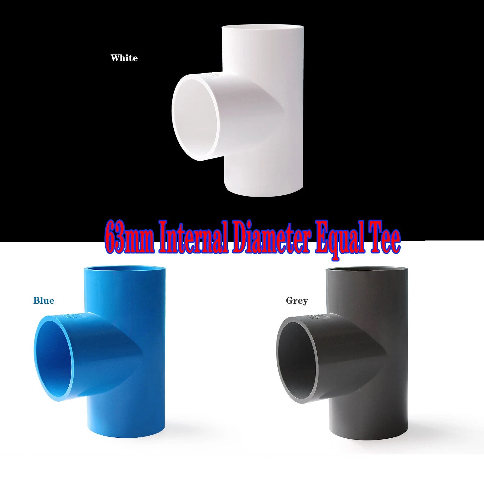 PVC Pipe Fittings Tee Socket ID 16mm - 200mm T Type Solvent Weld 3-Way