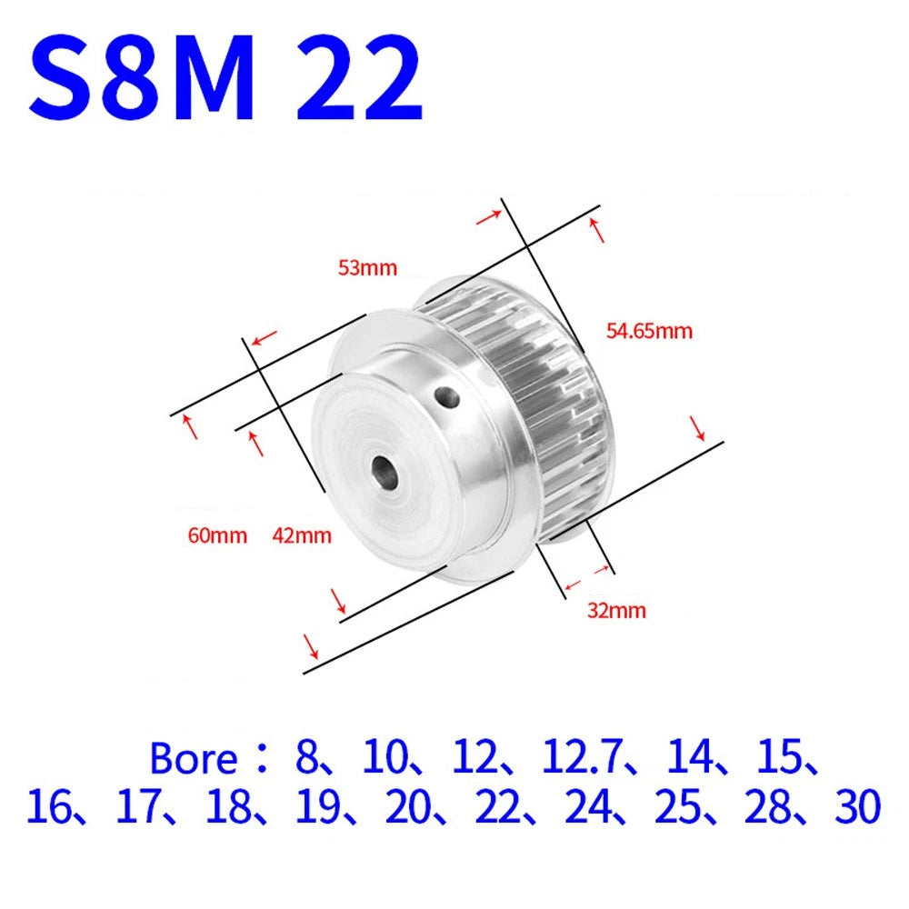 S8M 12-50T Timing Belt Pulley Pitch 8mm With Step/Keyway Drive Pulley Width 32mm