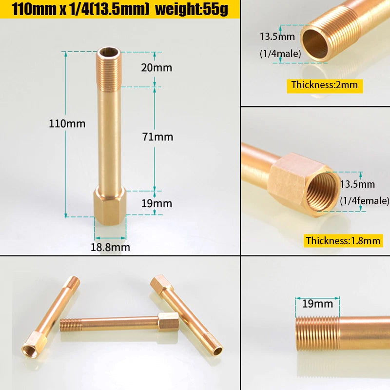 Brass BSP Extension Pipe Nipple Adaptor — Male to Female 1/8" 1/4" 3/8", 50–150mm