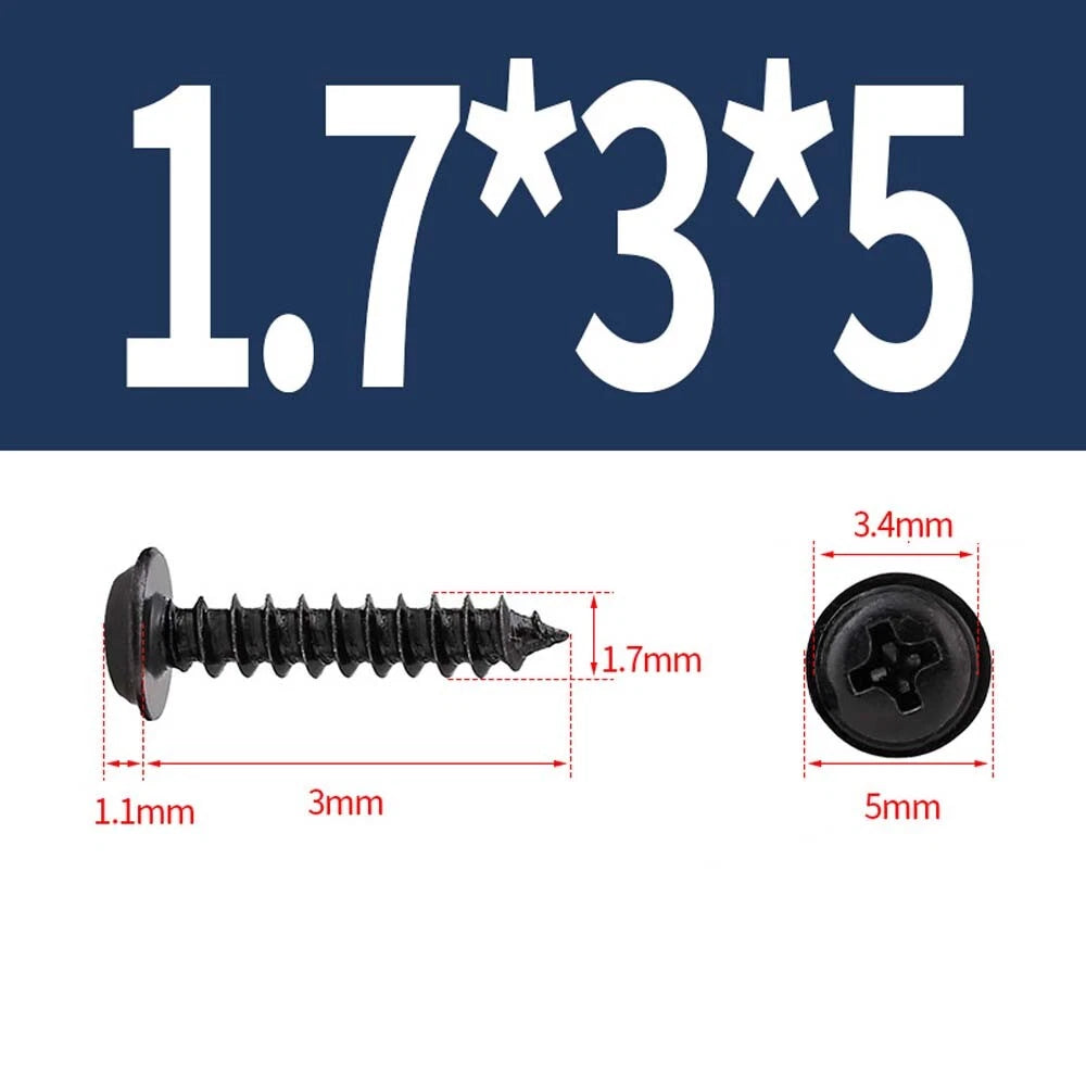 Black Phillips Flanged Head Self Tapping Screws – M1.2–M5 Carbon Steel