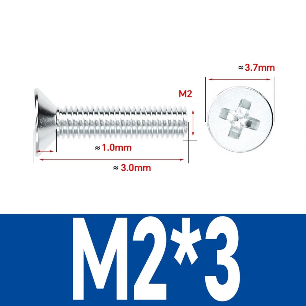 Countersunk Phillips Machine Screws – M2 to M12, White / Colour Zinc Plated, Carbon Steel