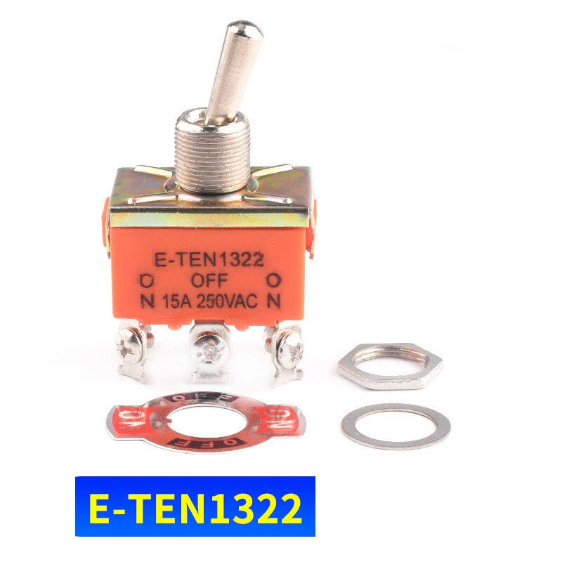 Heavy Duty Toggle Switch 250V ON/OFF — E-TEN Series (2/3/4/6 Pin, Momentary, Waterproof Cover)