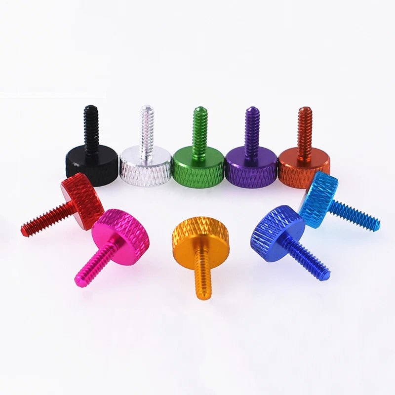 Knurled Thumb Screws – Aluminum Hand Grip Bolts, 6 - 32 & 1/4 - 20 UNC, 5mm–30mm, 10 Colors - HomeDIYer