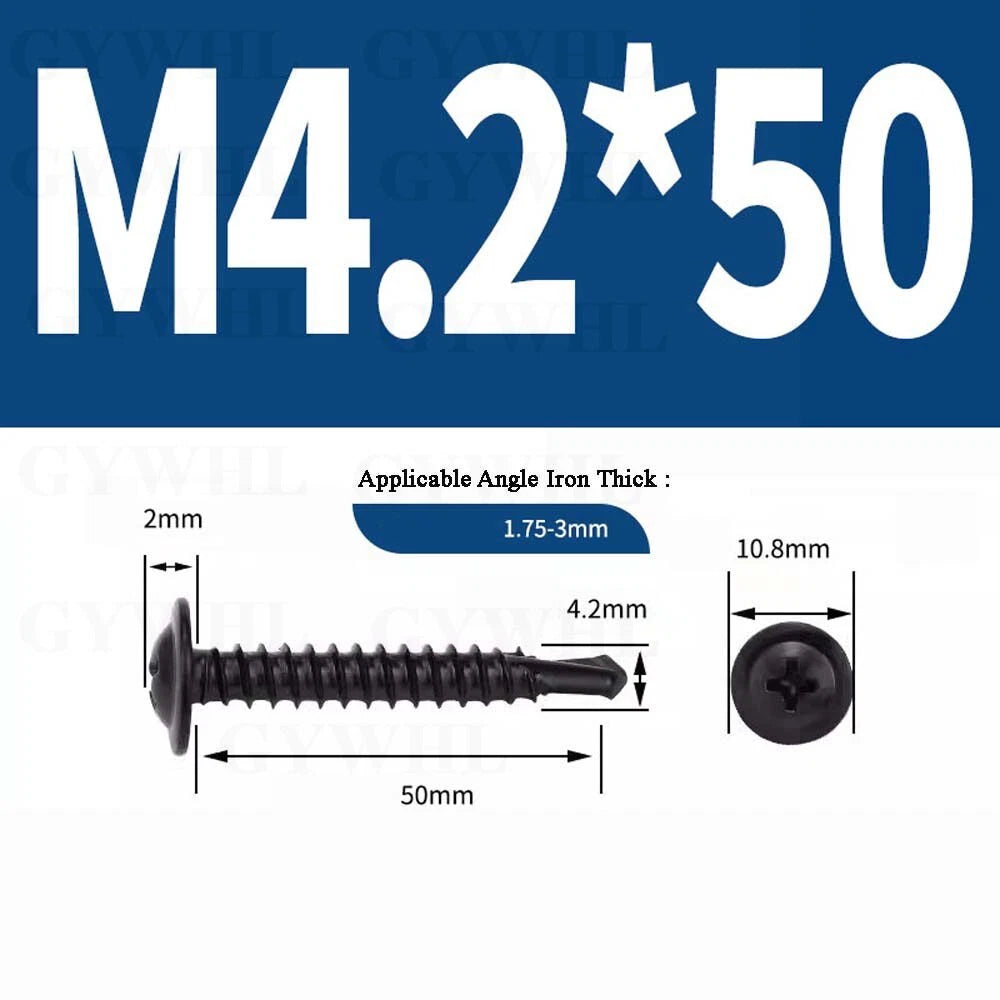 Black Self Drilling Wafer Head Screws Steel Self Tapping Screws for Metal Sheets