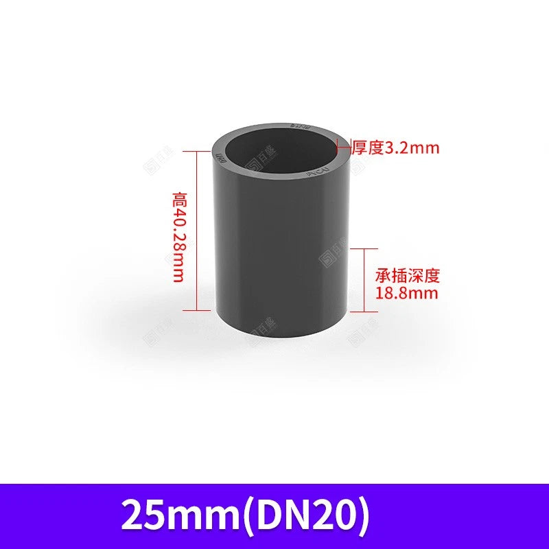 UPVC PVC Pipe Fittings Tee Straight Elbow Plumbing Couping ID 20-50mm Dark Grey