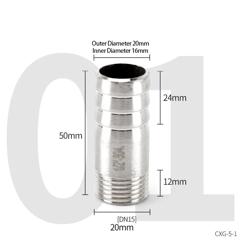 Stainless Steel Hose Barb Tail Fitting — BSP Male Thread Connector Adapter