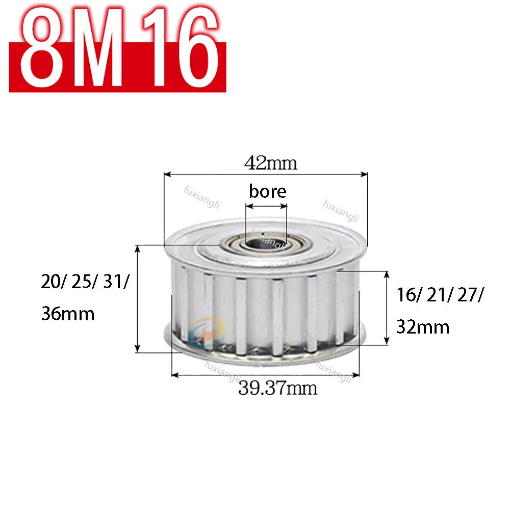 HTD-8M Timing Belt Drive Tensioner Pulley Width 16/21/27/32/42mm Idler Pulleys