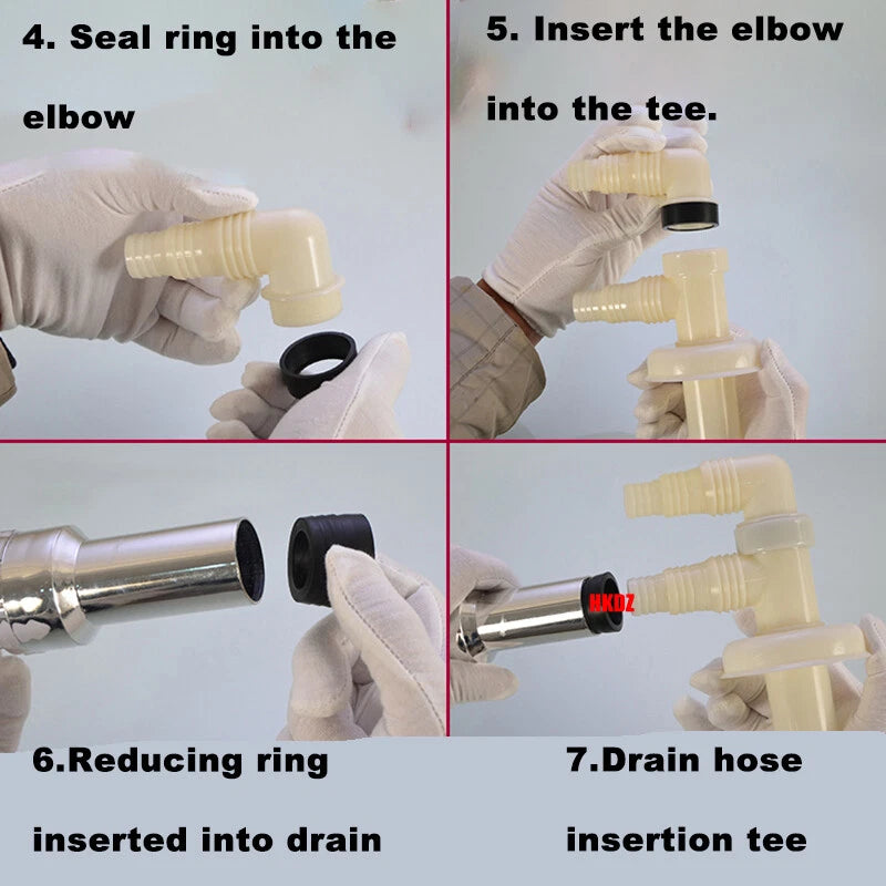 Washing Machine Drain Hose Connector — Tee, Elbow, Straight & Triple Fittings for Sink & Basin