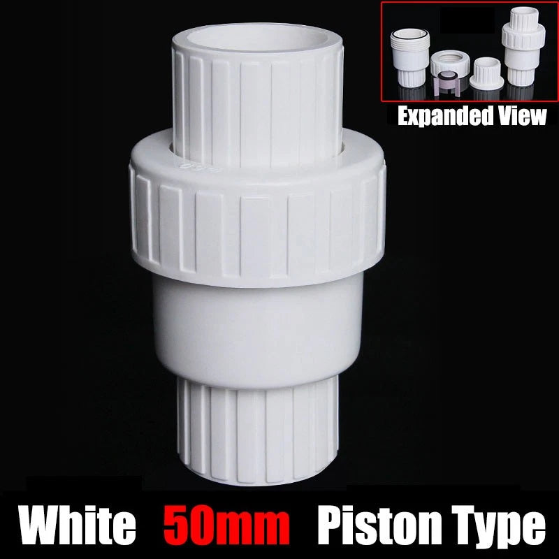 PVC One-way Spring Piston Flap Check Valve Pipe Fittings Ø 32 40 50 63 75 90mm