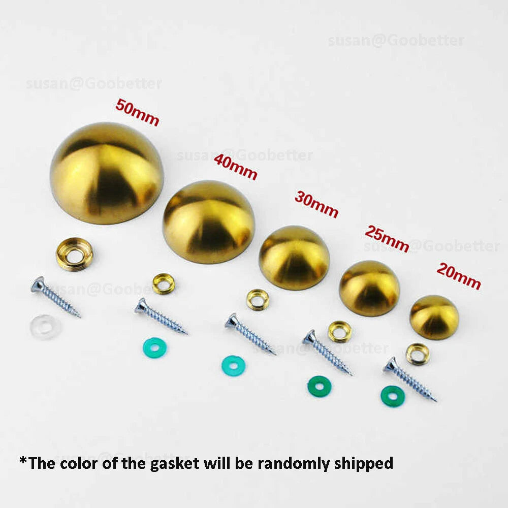 Dome Screw Cover Caps 20–50mm – Electroplated Stainless Steel Mirror Screws, Silver & Gold