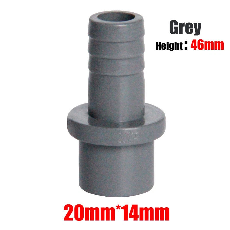 Pagoda 20mm 25mm PVC Pipe Connector Fittings Adapter To Hose OD 5mm~20mm Grey