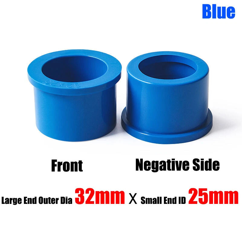 20mm to 75mm PVC Pipe Eccentric Reducing Bushing Fittings Connector Joints Blue