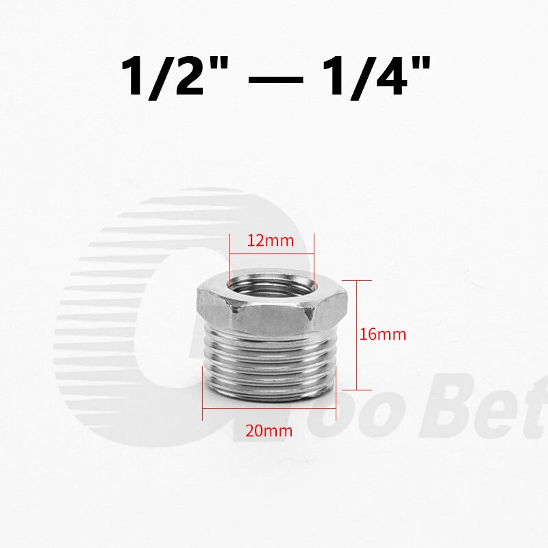 Stainless Steel BSP Reducing Bushing — Male to Female Thread Pipe Fitting (1/4" to 2")