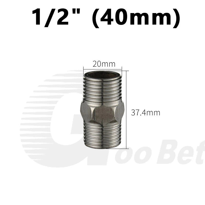 Stainless Steel Hex Nipple BSP Pipe Fitting — Male Thread Adapter 1/4" to 1-1/4"