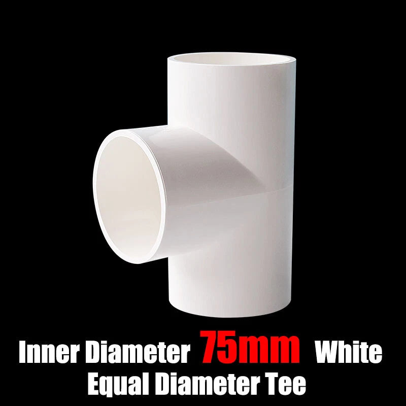 PVC 16mm-125mm Equal Tee Connector Socket Coupling Pressure Pipe Fittings White