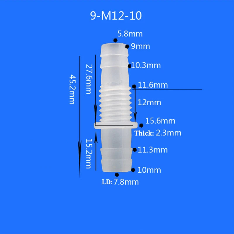 Male Thread Straight Elbow Plastic Hose Barbed Hose Bulkhead Union Connector