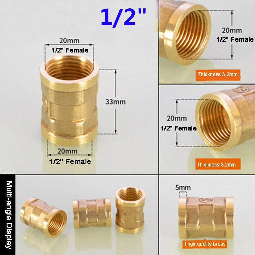 Female Thread Brass Coupling Adapter — Straight & Reducer Pipe Fittings