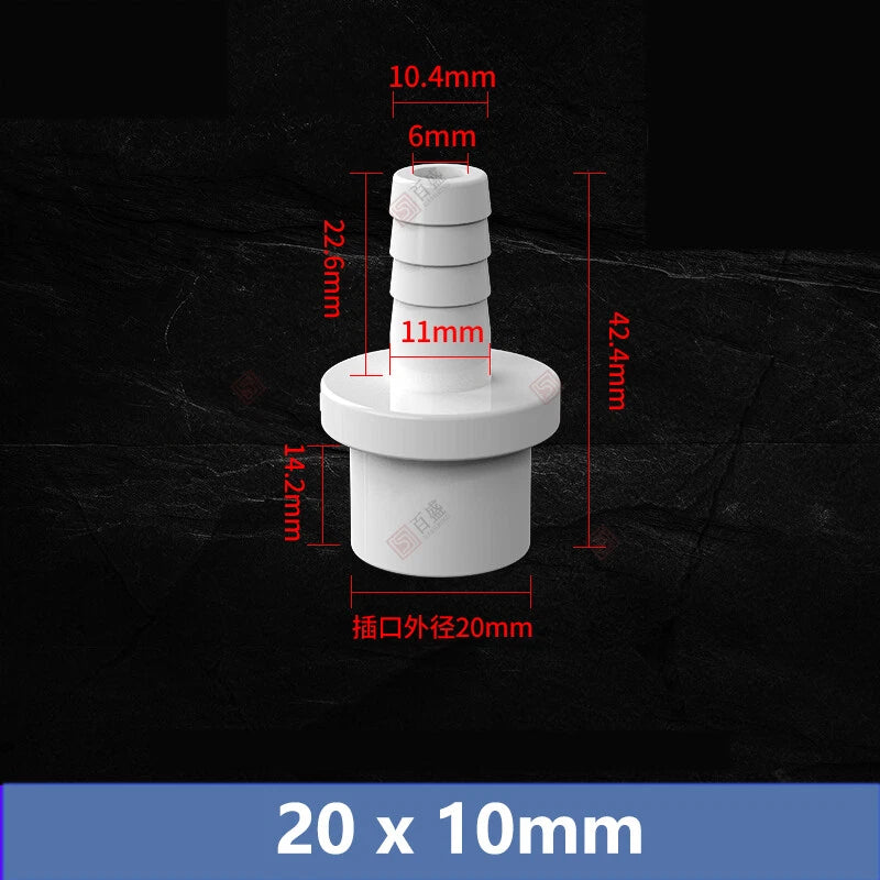 5mm - 63mm Hose Nozzle PVC Plastic Pipe Fittings Barb Connectors Sleeve White