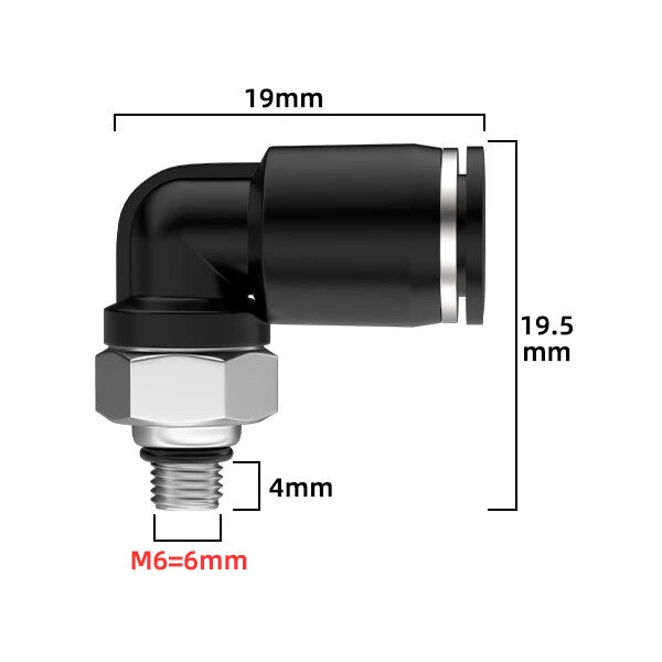 Male Thread Elbow Push-in Pneumatic Fitting | Micro Swivel Air Hose Connector