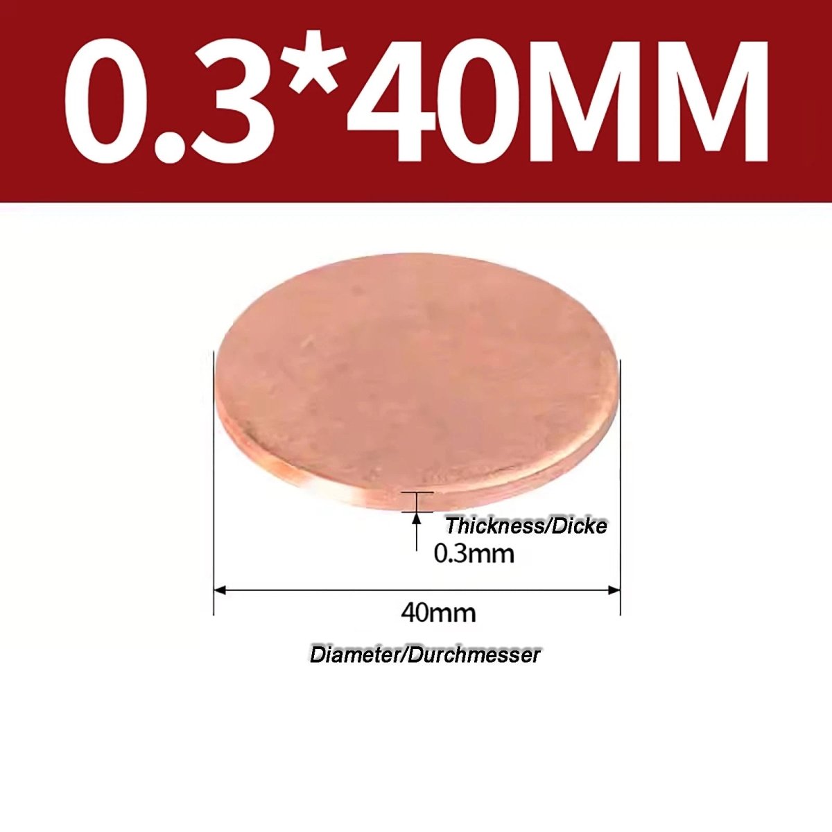 Solid Pure Copper Discs Blanks Round Plate Metal Sheet Thick 0.3~6mm Ø10mm~150mm - HomeDIYer