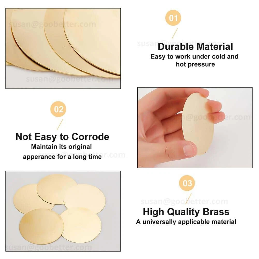 H62 Solids Brass Discs Blanks Metal Round Sheets OD 10mm-300mm Thick 0.3mm-4mm