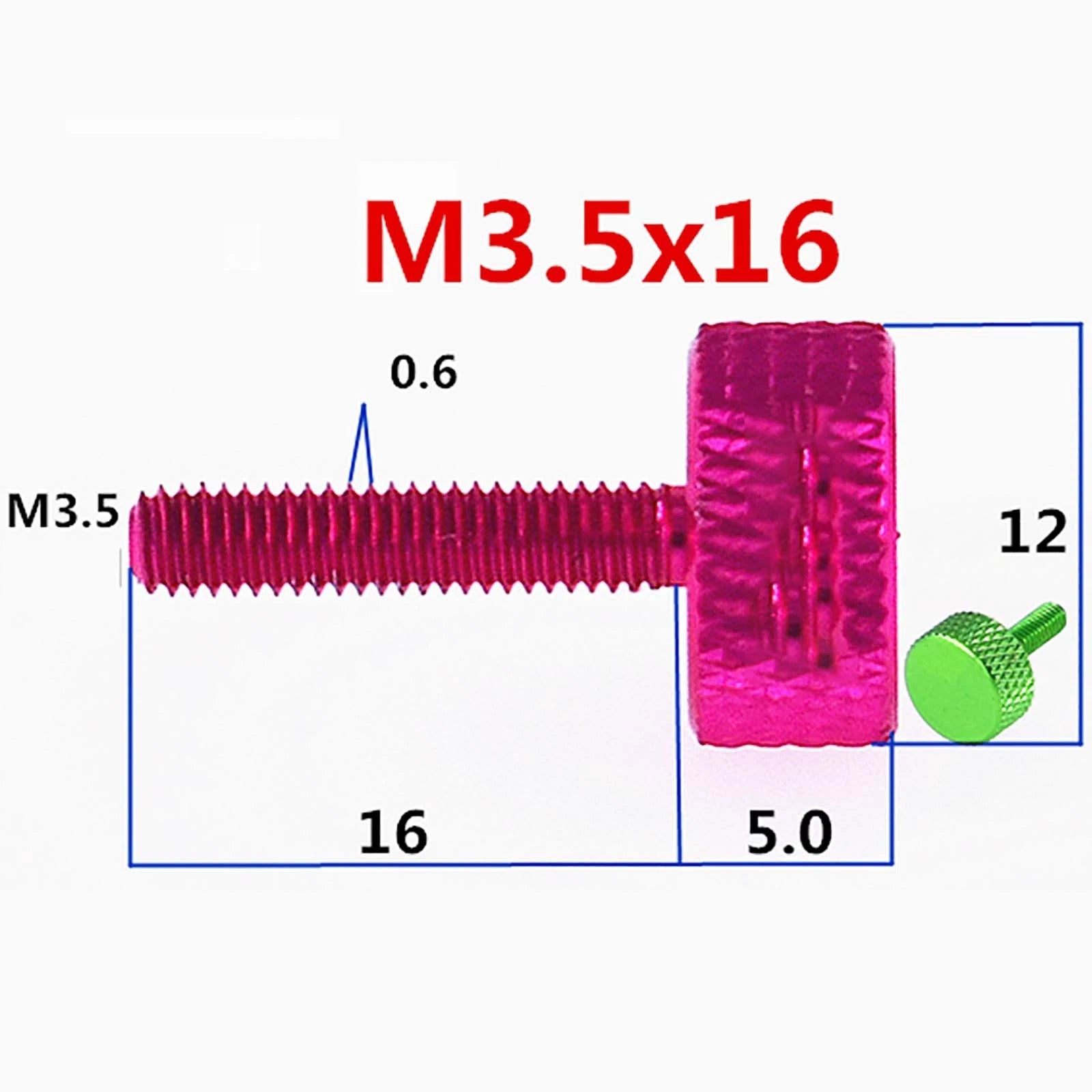 Colorful Thumb Knurled Screws M3 M3.5/6mm - 25mm Hand Tighten Grip Knob Bolts