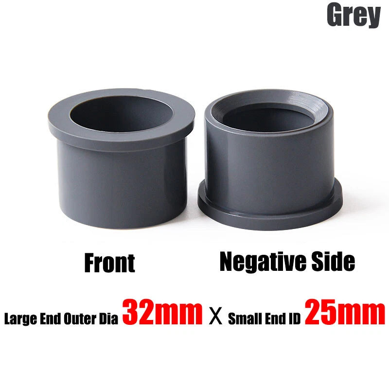 20mm to 90mm PVC Pipe Eccentric Reducing Bushing Fittings Connector Joints Grey