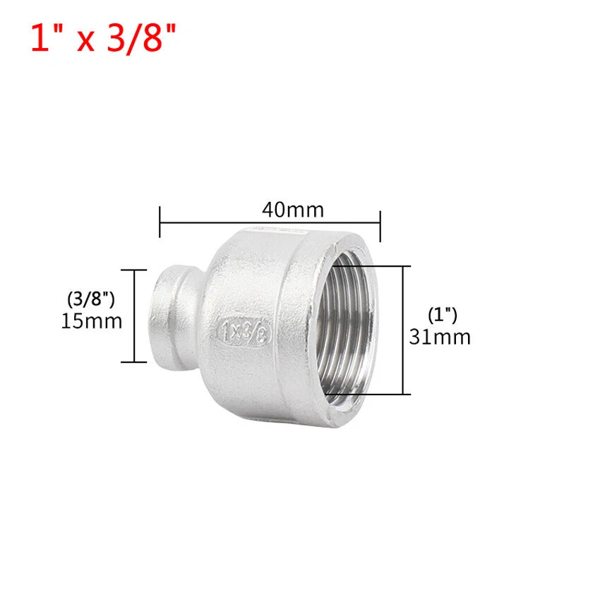 BSP Female Pipe Fittings Reducer Adapter, 304 Stainless Steel, 3/8" to 2"