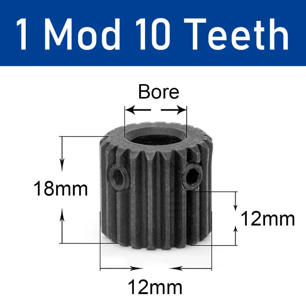 Spur Gear 1 Modulus, 10 to 25 Teeth, Transmission Gears Pitch 3.14mm Motor Gear