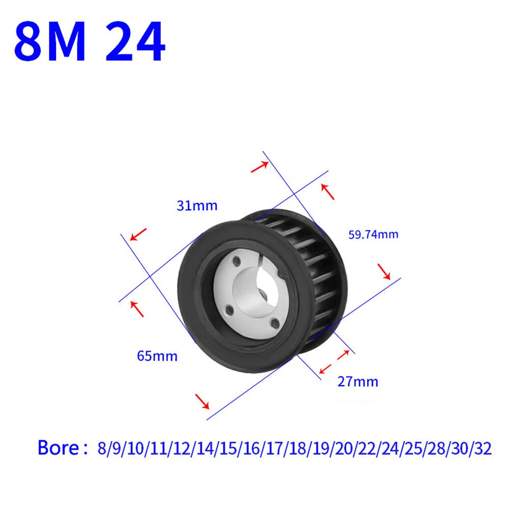 HTD-8M 18-60Teeth Timing Belt Pulleys With Expansion Sleeve Width 32mm 45# Steel