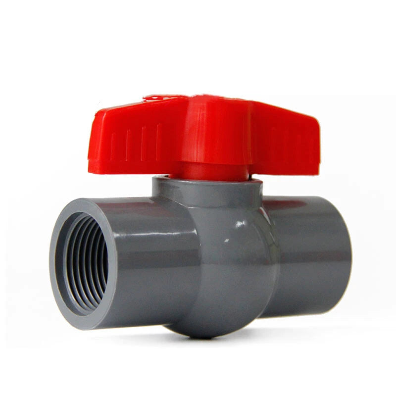 PVC Pipe Fittings 20mm-90mm Ball Valve Socket Solvent Weld-Female Thread Grey