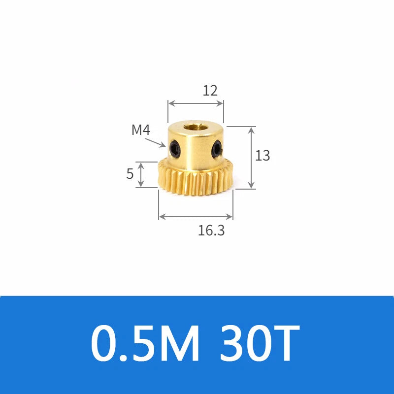 Brass Worm Wheel Gear 0.5/0.8/1/1.5 Module Transmission Gear Worm Rod Gear Shaft