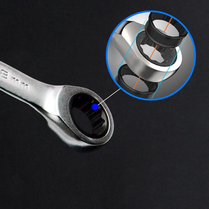 Ratchet Spanner Combination Double-End Metric Wrench Mirror Polished 6mm~24mm