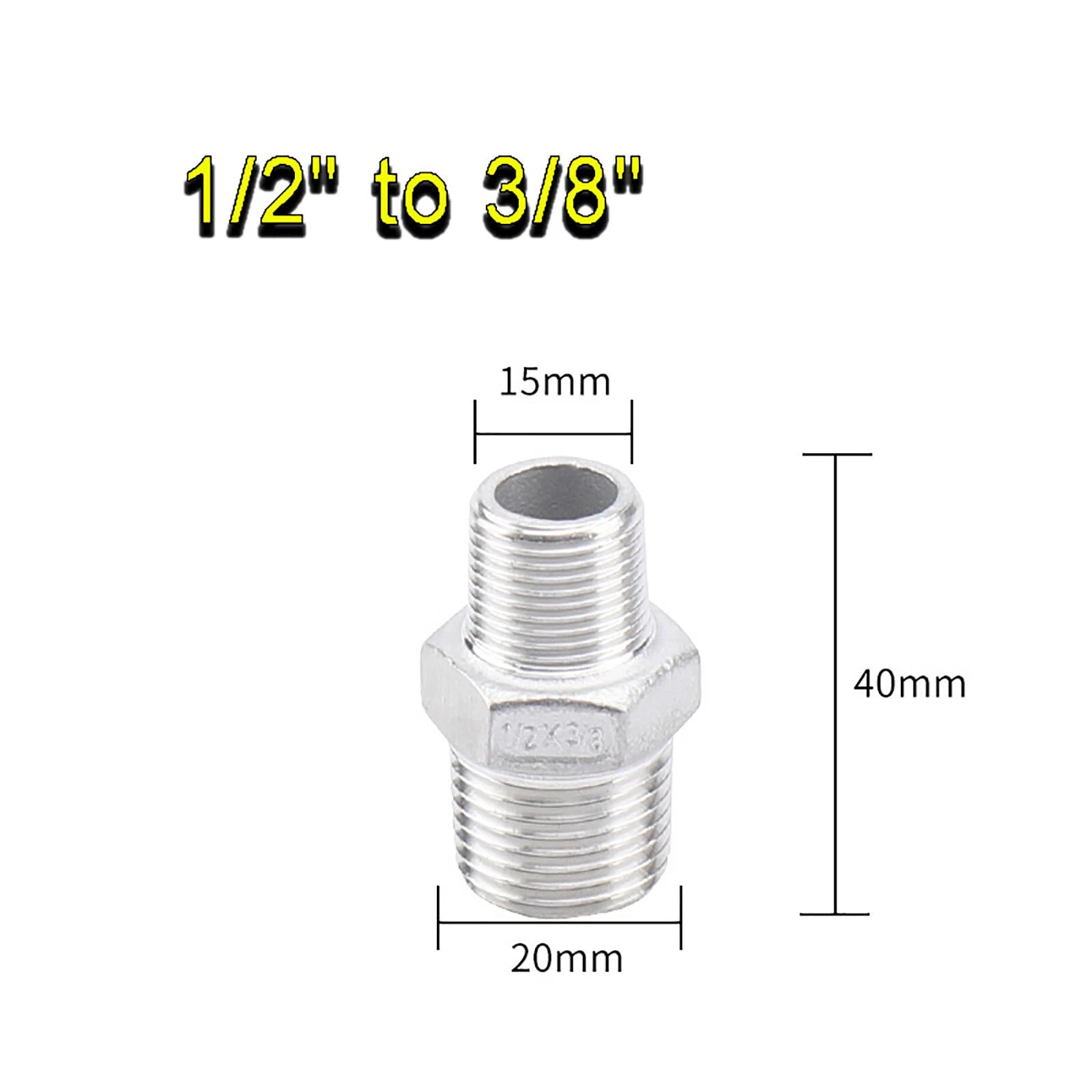 BSP Male to Male Reducing Hex Nipple 304 Stainless Steel Pipe Connector