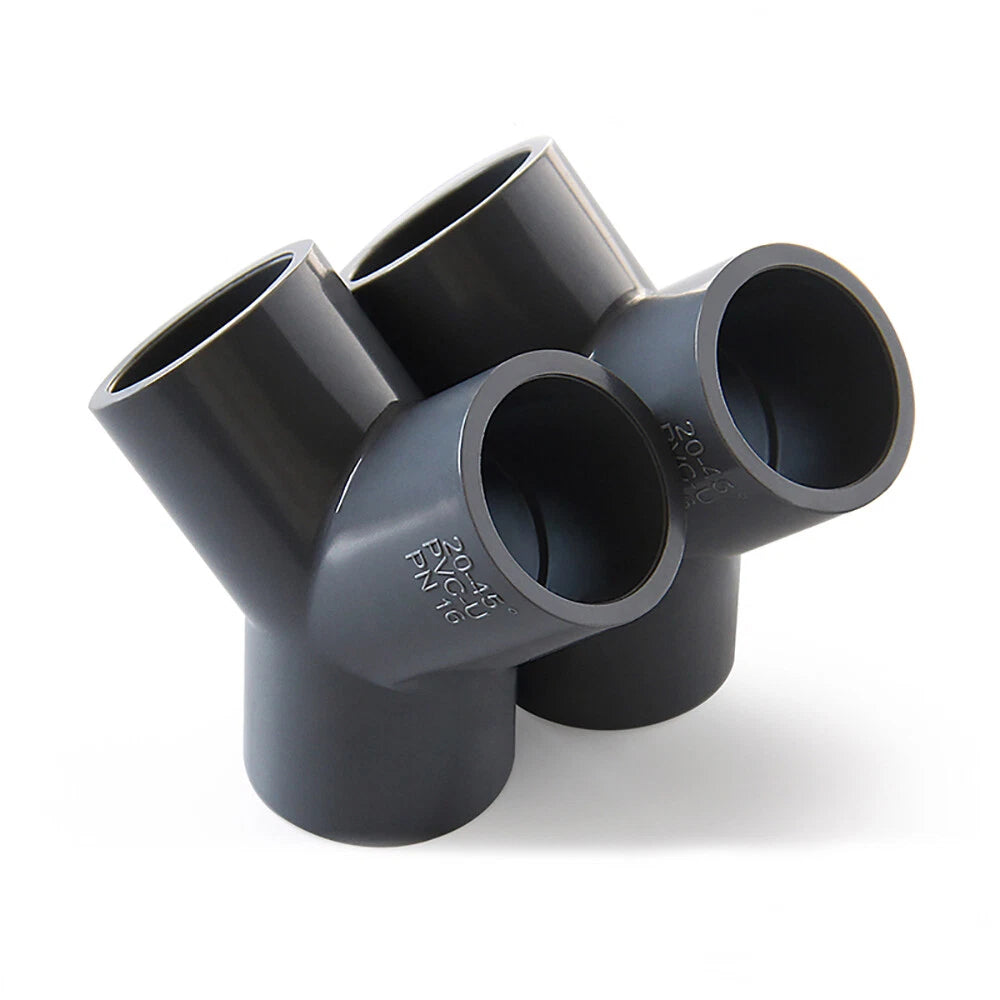 PVC Y-Fitting ID 20~63mm White Blue Grey PVC Y-Type Pipe Fitting Split Fittings